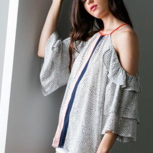 THML Ruffled short sleeve Polka Dot Top